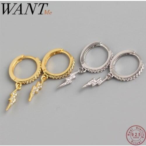 WANTME Luxury Pave Crystal Zircon Lightning Chic Stud Earrings for Women Real 100% 925 Sterling Silver Wedding Fine Jewelry Gift