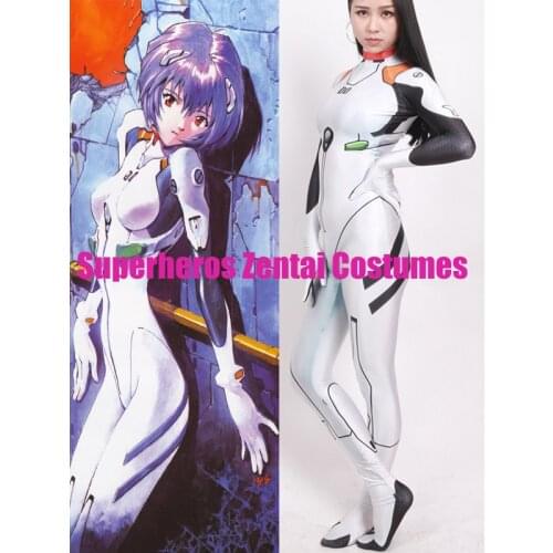 Anime Ayanami Rei Cosplay Costume 3D Print Eva Rei Suit Zentai Catsuit Female/Women/Girls/Lady Bodysuit