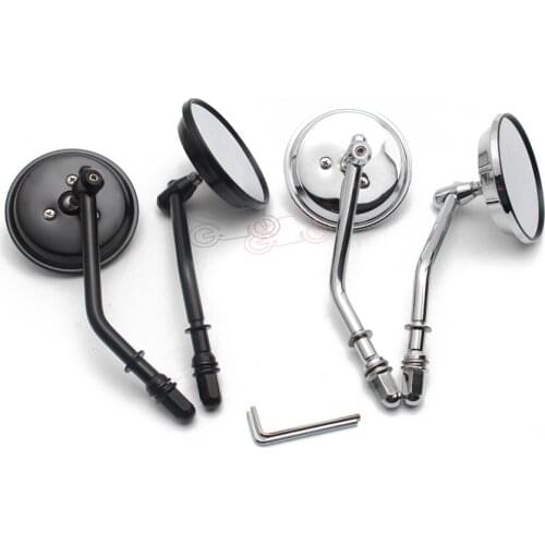 1pair 8mm Screws Motorcycle Rearview Chrome/Black Metal+Plastic Side Mirror Round Retro Old School Modified Universl For Honda