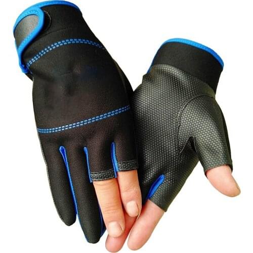 1 Pair Fishing Gloves Men Women Outdoor Fishing Anti-slip 3 Cut Finger Sports Fish Equipment Angling Gloves