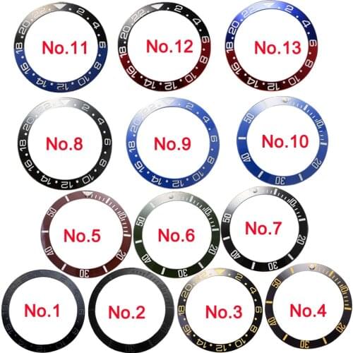 1 pic 38MM Ceramic\aluminum Red Black Blue Green bezel ( 13 color chosen) insert fit automatic 40mm parnis watch
