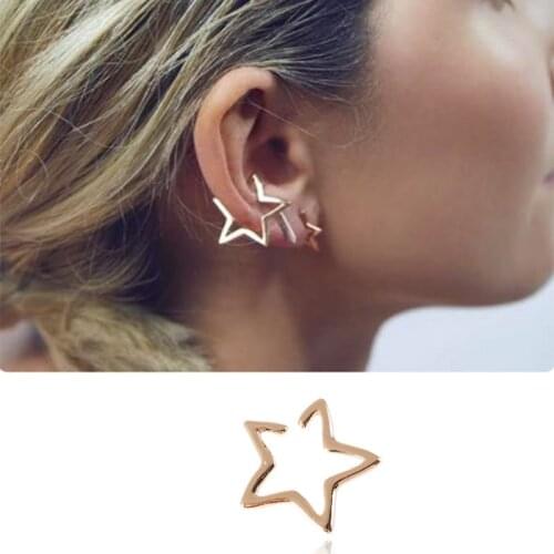1PC Gold Color Ear Cuffs without Piercing Star Clip Earrings Ear Cuff Earrings Studs Vintage Fake Cartilage Earring punk earcuff