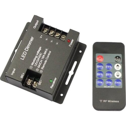 10pcs Remote Controller 11keys RF LED Dimmer Switch 12-24V 18A 3 CMOS Adjustable Brightness Single Color Light Power
