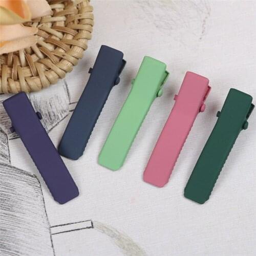 100pcs 3.5CM Rubber painted double fork clip colorful duckbill clip DIY hair accessories