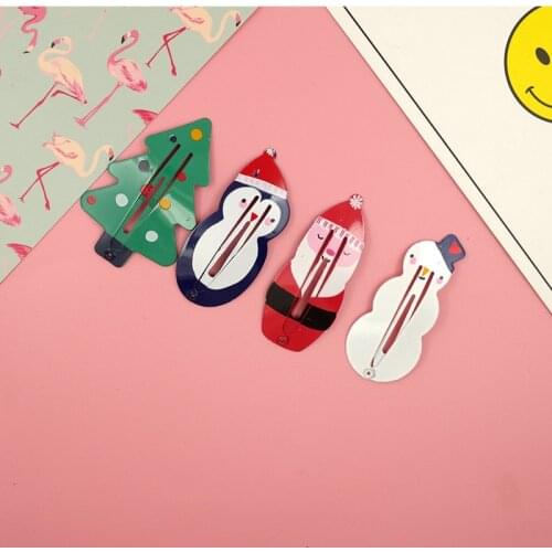 2 PCS New Cute Snowman Christmas Tree Girls Hair Accessories Kids Hairpins Children Headwear Baby Headdress Princess BB Clips