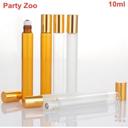 500 X 10ml Clear/Brown/Frosted Color Portable Roll On Glass Essential Oil Bottles Empty Fine Refillable Perfume Containers Jars