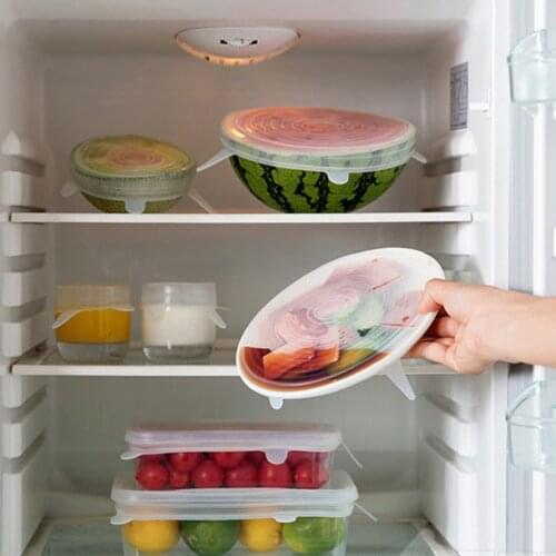 6PCS Stretch Silicone Food Bowl Cover Storage Wraps Seals Reusable Lids DIY Kitchen Cookware