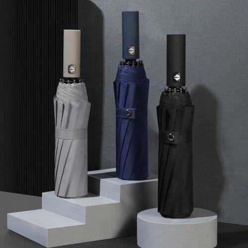 Automatic Folding Umbrella Business Mens 12 Bone Rain Sunshine Windproof Portable Folding Large Beach Umbrella Parasol Cover