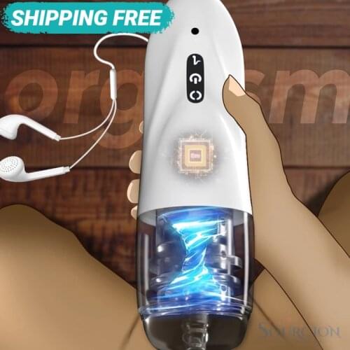 Sourcion Automatic Rotation Male Masturbator Hands Free Stroker 10 adjustable frequencies Masturbation Cup Sex Toys for Men