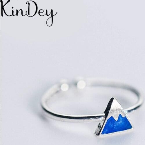 Bohemian Charm Boho Blue Triangle Rings For Women Lover Wedding Bridal Valentines Gifts Men Open Retro Antique Rings 2021