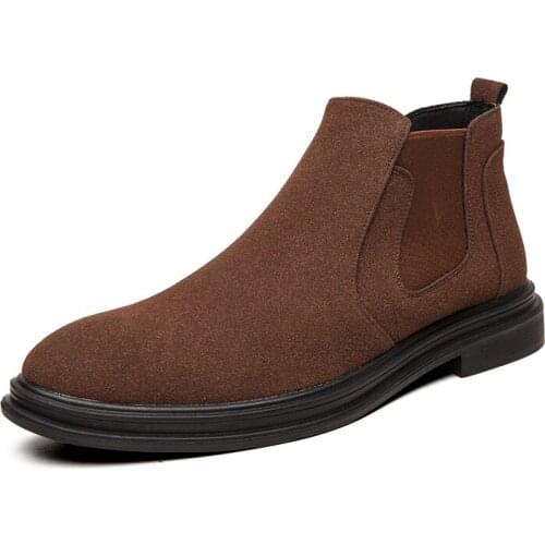 Fashion Men Chelsea Boots Ankle Cow Suede Genuine Leather Shoes Men Boots Autumn and Spring Motorcycle Boots Big Size 38-44