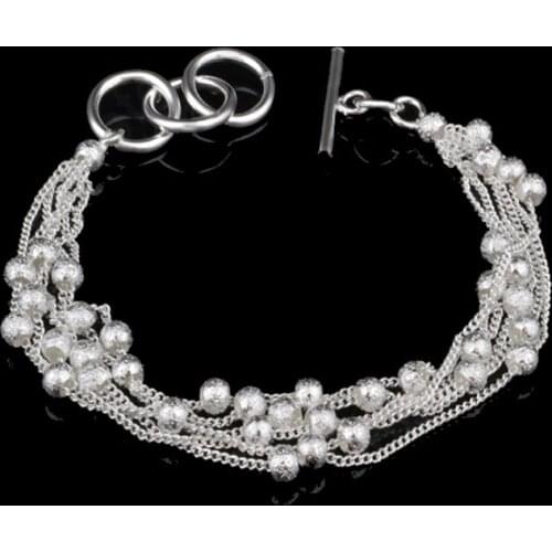 Multi-layer Fashion 925 Sterling Silver Beads Bracelet &Bangles For Women Girls Wedding Party High Quality Accessories