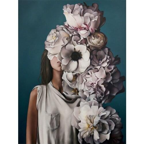 Flower Women DIY Cross Stitch Embroidery 11CT Kits Craft Needlework Set Cotton Thread Printed Canvas Home Decoration Sale