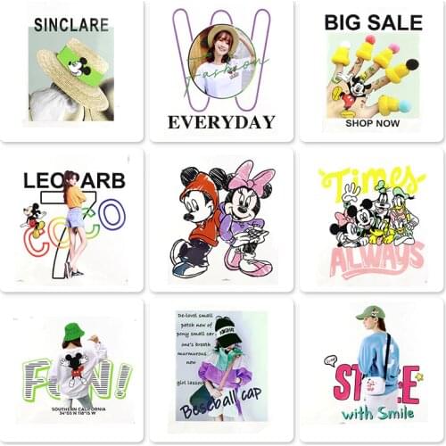 Disney Children Cartoon Heat Transfer Hot Picture T-shirt Pattern Kids Heat Transfer Decals DIY Clothes Patch Stickers Ironing