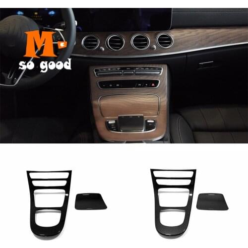 For Mercedes Benz E Class 2021 2022 Interior Accessories Carbon/Black Car gear shift level Switch Frame decor sticker Cover