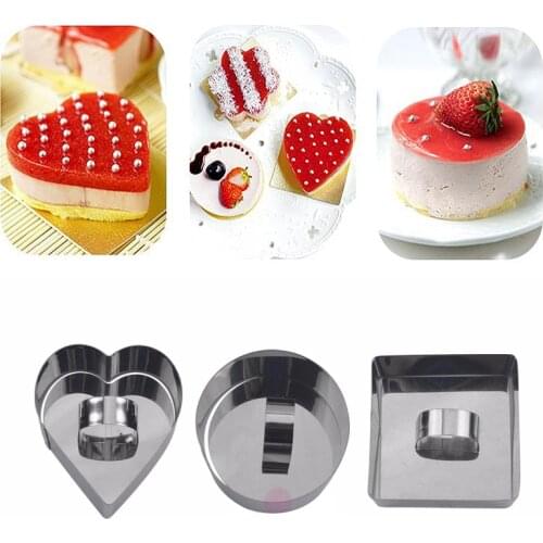 Cake Mold Stainless Steel Cake Ring Round Square Mousse Mini Cookie Cheese Salad Dessert Die Kitchen Baking Decoration Tools