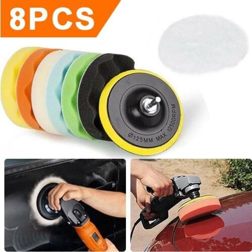 8pcs 7'' Polishing Waxing Sponge Pad Sets Car Buffing Kits For Drill Polisher Auto Buffing Waxing With M14 Drill Adaptor For Car