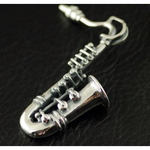Thailand imported 925 sterling silver, exquisite miniature three-dimensional Sax Silver Pendant