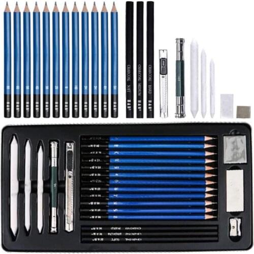 23pcs Sketching Pencils Professional Sketching Drawing Pencils Kit Set Wood Pencil for Art Supplies School Students