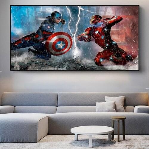 Canvas Painting Captain America Civil War Marvel Movie Superhero Iron Man Wall Art Poster and Prints for Bedroom Home Decoration