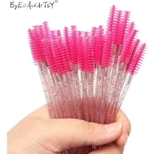 50pcs crystal handle Eyelash Brushes Makeup Brushes Cosmetic Disposable Mascara Wands Applicator colorful Makeup Tool Soft Head