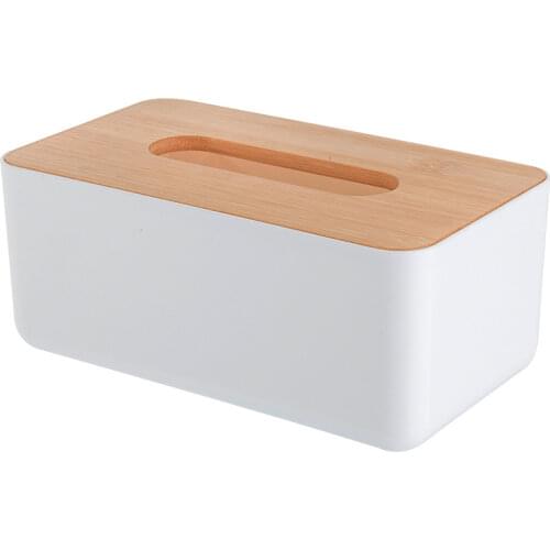 Creative Tissue Storage Box Living Room Bamboo Wood Tissue Box Hotel Home Desktop Round Plastic Paper Box Toilet Roll Holder
