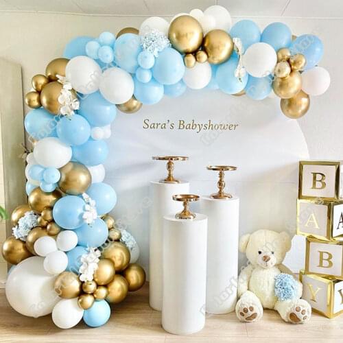 96pcs Maca Blue Latex Balloon Wedding Birthday Party Background White Gold Balloon Arch Kit Garland Baby Shower Event Decoration
