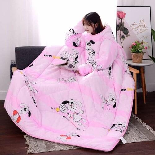 Multifunction Lazy Quilt With Sleeves Winter Warm Thickened Quilt Washed Blanket