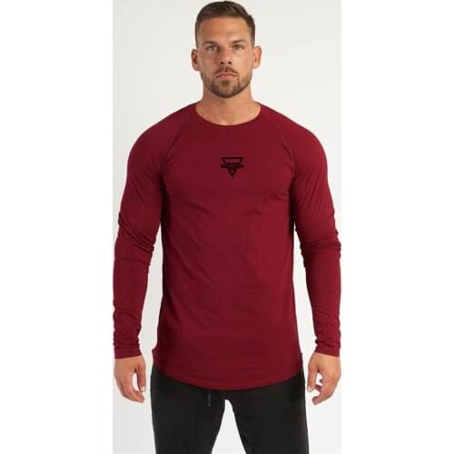Brand Mens Casual Fitness Gym Fashion Long Sleeve Bodybuilding Breathable Sports Autumn and Winter Trend Slim O-Neck T Shirt