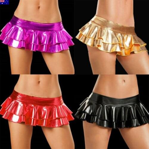 Newest trendy solid color sexy casual mini short skirt Dance School Pleated High Waist Tight Club Party dress Shiny Clubwear