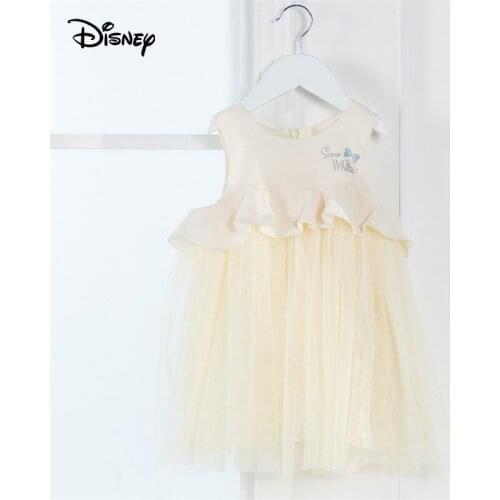 New Disney Sweet Children Dress Girl Ruffle Gauze Dress Summer Skin Friendly Ventilation Sleeveless Lace Baby Princess Dress