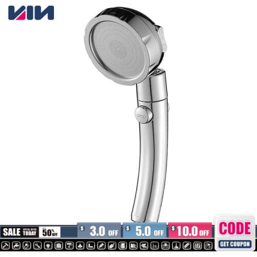 One Button Water Stop Shower Head With Switch For High Pressure Hand Press Rain Sprinkler Accessories Abs Showerhead Douch