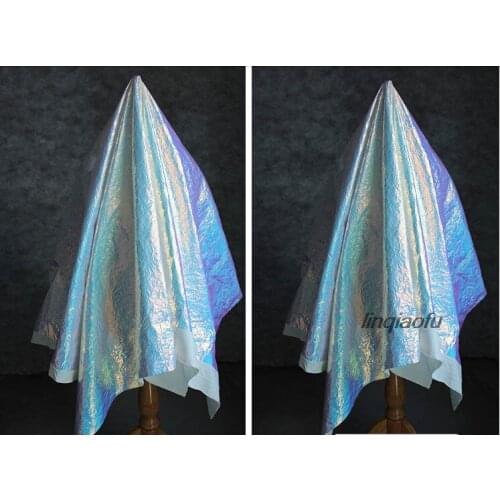 Pleated cloth laser reflective waterproof composite fabric High-grade waterproof creative design laser clothing fabric