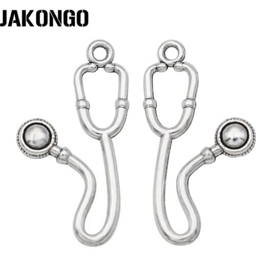 50pcs Antique Silver Plated Stethoscope Charms Pendants for Jewelry Making Bracelet DIY Accessories 26x14mm