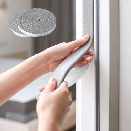 PU Soundproof Foam Door Seal Strip Self Adhesive Windproof and Dustproof Window Weather Stripping Insulation Excluder Tape