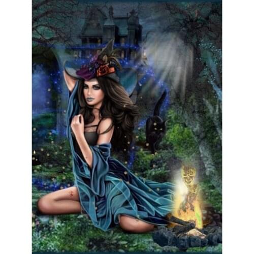 Full Square 5d Diamond Painting Cartoon picture Diamond Embroidery Sale Witch Diamond Mosaic full layout Decor Gift