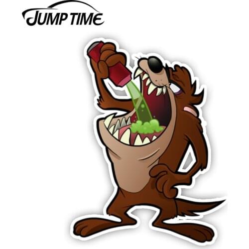 Jump Time 13cm x 8.9cm Funny Tasmanian Devil Car Stickers Vinyl Drift Decal Sticker Laptop Luggage Waterproof Car Accessories