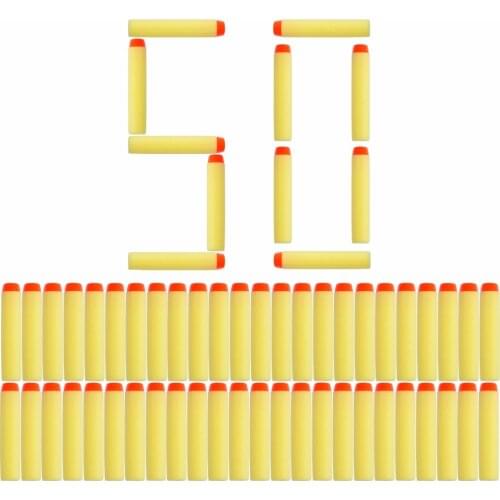 50PCS For Nerf Bullets Soft Hollow Hole Head 7.2cm Refill Darts Toy Gun yellow Bullet for Nerf Series Blasters Kid Children Gift