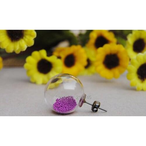 SLAE Free ship!! 50sets/lot 16*4mm glass ball globe & 6mm bronze plane base&plug set glass vial pendant earring set glass cover