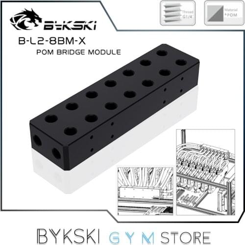 Bykski Mining Server POM Bridge Module Connector, 8 Graphics Cards Block In Parallel Square Head Connecting, B-L2-8BM-X