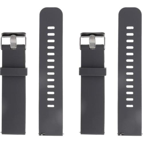 Strap for Watch Gray Rubber Silicone Band with Stainless Steel Clasp Buckle 20/22mm