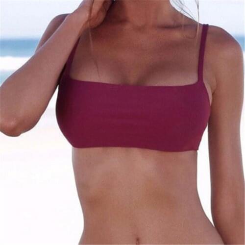 Sexy Women Bikinis Top Two Piece Separate Female Solid Swimsuit Push Up Padded Bra Beachwear Bathing Suits Swimming Suit