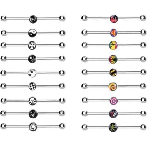 1PC Steel 14G Industrial Piercings Barbells Ear Tragus Cartilage Helix Piercings Long Earring Piercings Bar Scaffold Body Jewery