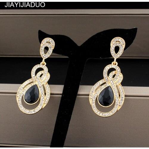 Jiayijiaudo Gold Color Earrings Women Wedding Classic Rhinestone Long Earrings Bridal Fashion Jewelry Dropshipping New