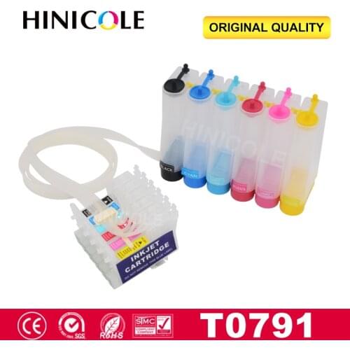 Hinicole Continuous Ink System For Epson T0791 T0792 T0793 T0794 T0795 T0796 Stylus Stylus Photo 1400 1500W P50 Printer