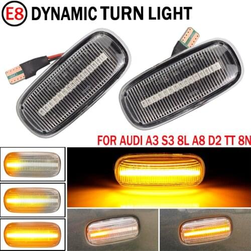 2Pcs Led Dynamic Side Marker Turn Signal Light Sequential Blinker Light Emark For Audi A3 S3 8P A8 D2 TT 8N 2000-2006