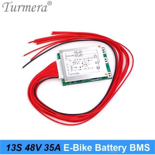 Turmera 13S 48V 54.6V 35A Balance BMS Battery Protect Board Separate Port for 18650 21700 Electric Bike or E-Scooter Battery Use