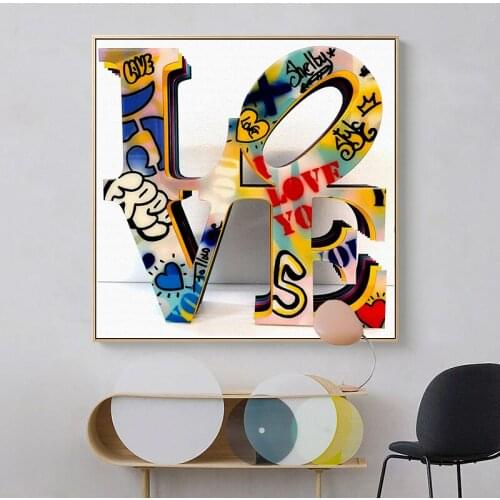 Street Graffiti Art LOVE Canvas Art Painting Posters and Prints Modern Wall Art Picture for Living Room Cuadros Home Decoration