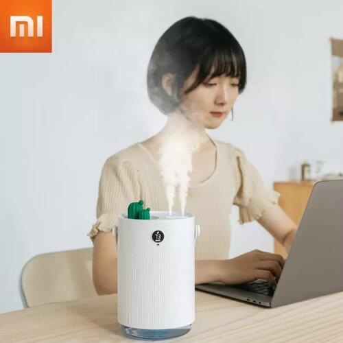Xiaomi 1L Sothing Cactus Double Spray Humidifier LCD Digital Detect Humidity Purifying Air Mist Diffuser With 7 Colorful Light