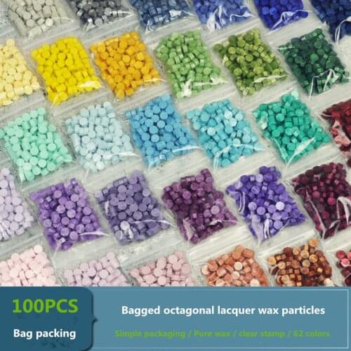 62 color octagonal lacquer wax seal 1bag 100p 35g Sealing wax beads stamp wax seal envelope document wedding invitation No.301